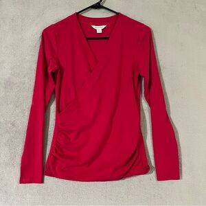 Sundance Red Faux Wrap Top Size XS Ruched